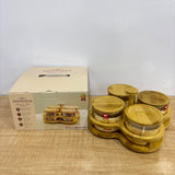A07900 SHINEMAX 4 Pcs Glass Candy Jar Set with Wooden Tray & Lids for Dry Fruits, Snacks & mouth [SMBJ-603]