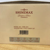A07900 SHINEMAX 4 Pcs Glass Candy Jar Set with Wooden Tray & Lids for Dry Fruits, Snacks & mouth [SMBJ-603]