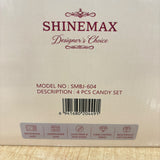 A07901 Shinemax 4-Piece Glass Candy & Dry Fruit Container Set with Wooden Tray and Lids (Model: SMBJ-604)