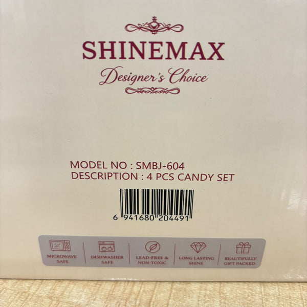 A07901 Shinemax 4-Piece Glass Candy & Dry Fruit Container Set with Wooden Tray and Lids (Model: SMBJ-604)