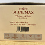 A07904 SHINEMAX 4 Pcs Glass Candy Jars Set with Wooden Lids, Crystal Knobs & Bamboo Serving Tray [SMBJ-609]