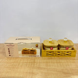 A07905 SHINEMAX 2 Pcs Glass Candy Jar Set with Wooden Lids and Tray [SMBJ-611]