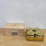 A07909 Luxury 4-Piece Glass Candy Jar Set with Crystal Lids and Decorative Metal Tray (Gold) [SMBJ-714-G]