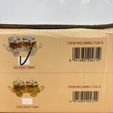 A07912 Shinemax 4-Piece Decorative Glass Candy Container Bowl Set with Decorative Cart Tray & Crystal Lids [SMBJ-716-S]