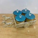 A07915 Shinemax 4-Piece Candy & Dry Fruit Container Set with Royal Horse Cart Display Tray [SMBJ-703-S]