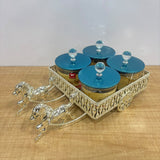 A07915 Shinemax 4-Piece Candy & Dry Fruit Container Set with Royal Horse Cart Display Tray [SMBJ-703-S]