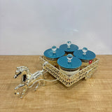 A07916 SHINEMAX 4-Piece Glass Candy Jar Set with Decorative Silver Horse Cart Tray for Dry Fruits, Sweets & Snacks [SMBJ-705-S]