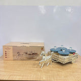 A07916 SHINEMAX 4-Piece Glass Candy Jar Set with Decorative Silver Horse Cart Tray for Dry Fruits, Sweets & Snacks [SMBJ-705-S]