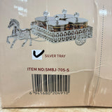 A07916 SHINEMAX 4-Piece Glass Candy Jar Set with Decorative Silver Horse Cart Tray for Dry Fruits, Sweets & Snacks [SMBJ-705-S]