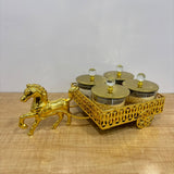 A07917 Shinemax 4-Piece Royal Horse Cart Dry Fruit Container Set with Golden Tray & Crystal Lids [SMBJ-705-G]