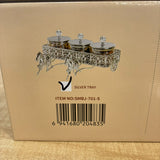 A07925 Shinemax 3 Pcs Glass Candy Jar Set with Decorative Horse Chariot Metallic Tray [SMBJ-701-S]
