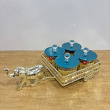 A07927 SHINEMAX Decorative Elephant Cart 4-Piece Candy & Dry Fruit Jar Set with Silver Metallic Tray [SMBJ-706-S]