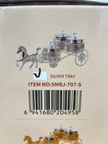 A07928 SHINEMAX Decorative Horse Cart Dry Fruit Bowl Set with 3 Jars & Lids (Silver Plated Metallic Tray) [SMBJ-707-S]