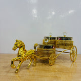 A07929 SHINEMAX Gold Horse Cart Dry Fruit & Candy Bowl Set with 3 Jars [SMBJ-707-G]