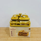A07931 Shinemax 4-Piece Designer Glass Jar Candy & Dry Fruit Set with Wooden Tray & Lids