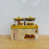 A07907 SHINEMAX 2-Piece Glass Candy & Dry Fruit Jar Set with Wooden Lids & Serving Tray [SMBJ-616]