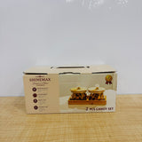 A07907 SHINEMAX 2-Piece Glass Candy & Dry Fruit Jar Set with Wooden Lids & Serving Tray [SMBJ-616]