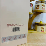 A07934 Shinemax 3 Pcs Glass Candy Jar Set with Wooden Tree Stand & Crystal Knobs [SMBJ-613]