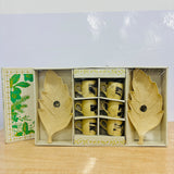 A07936 Orion Foster 8 Pcs Tea Set – 6 Glass Mugs with 2 Leaf-Shaped Snack Platters