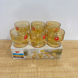 A07938 Shine Max Golden Amber Glass Ice Cream & Dessert Bowl Set (Pack of 6)