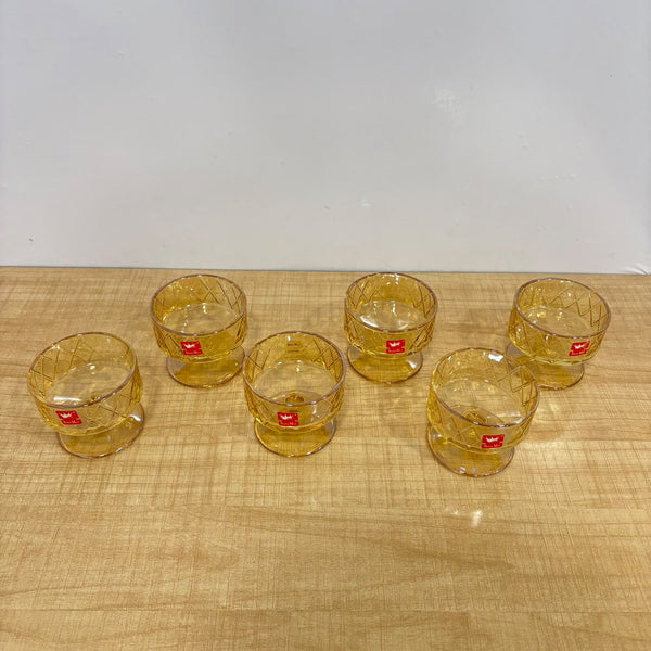 A07938 Shine Max Golden Amber Glass Ice Cream & Dessert Bowl Set (Pack of 6)