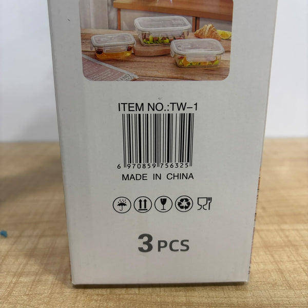 A07940 Diamonds Airtight Glass Food Storage Containers with Clip Lids (Set of 3)