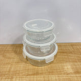 A07941 Diamonds 3-Piece Airtight Glass Storage Container Set with Clip-Lid Vents