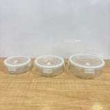 A07941 Diamonds 3-Piece Airtight Glass Storage Container Set with Clip-Lid Vents
