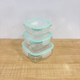A07942 3-Piece Airtight Glass Food Storage Container Set with Vent Lids
