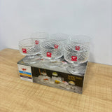 A07937 Shine Max Transperent Glass Dessert Bowls Set of 6 – Crystal Textured Footed Ice Cream Bowls