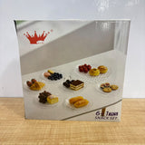 A07949 Shine Max Clear Glass Snack Set - 7 Pieces (6 Small Quarter Plates + 1 Large Serving Plate)
