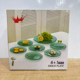 A07950 SHINE MAX SMOKE GLASS 6+1 Pcs Textured Glass Snack Plate Set