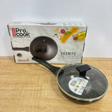 A07952 Milton Pro Cook Granito Non-Stick Induction Fry Pan with Glass Lid (22 cm, Black)