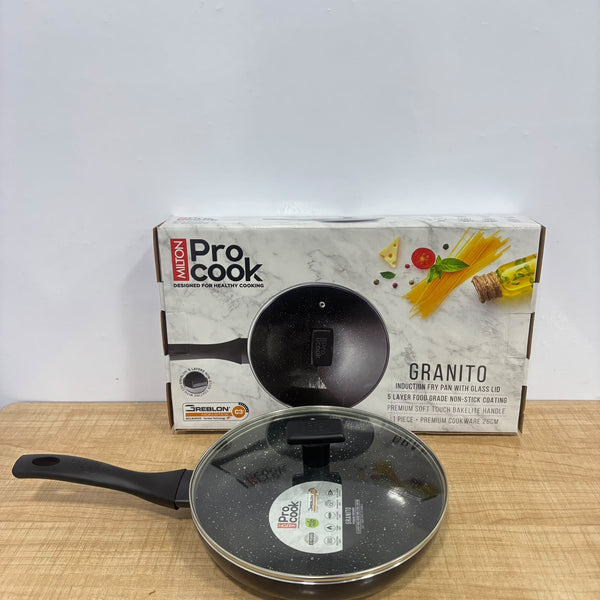 A07954 Milton Pro Cook Granito Induction Fry Pan with Glass Lid (26 cm)