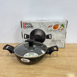 A07955 Milton Pro Cook Granito Non-Stick Induction Kadhai with Glass Lid, 22 cm