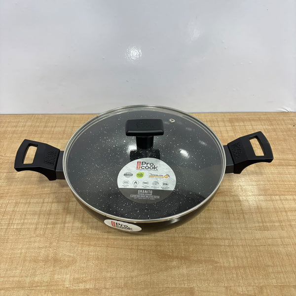 A07957 Milton ProCook Granito Non-Stick Induction Kadhai with Glass Lid (26 cm)