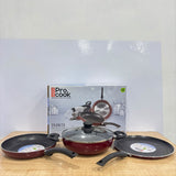 A07960 Milton ProCook Granito Non-Stick Induction Kitchen Set – 3 Pcs (28cm Tawa, 24cm Fry Pan, 24cm Kadhai with Glass Lid)