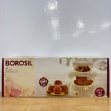 A07961 Borosil Klip-N-Store Round Glass Container Set of 3 (400 ml, 620 ml, 950 ml)