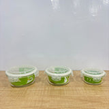 A07961 Borosil Klip-N-Store Round Glass Container Set of 3 (400 ml, 620 ml, 950 ml)