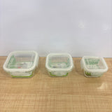 A07962 Borosil Klip-N-Store Square Glass Storage Containers Set of 3 (320 ml, 520 ml, 800 ml)