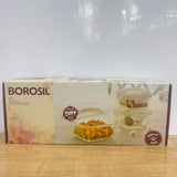 A07962 Borosil Klip-N-Store Square Glass Storage Containers Set of 3 (320 ml, 520 ml, 800 ml)