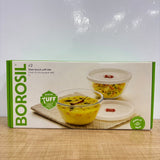 A07963 Borosil Tuff Glass Bowls with Lids Set (1 L, Pack of 2)