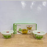 A07963 Borosil Tuff Glass Bowls with Lids Set (1 L, Pack of 2)