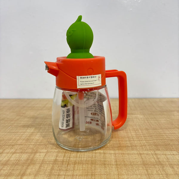 A07984 350ml 2-in-1 Glass Oil Dispenser Bottle with Silicone Basting Brush & Pour Spout