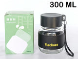 A07983 300 ml Clear Glass Water Bottle with Protective Sleeve & Carry Strap