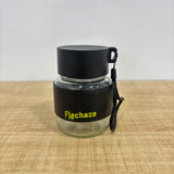 A07983 300 ml Clear Glass Water Bottle with Protective Sleeve & Carry Strap
