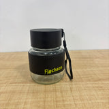 A07983 300 ml Clear Glass Water Bottle with Protective Sleeve & Carry Strap