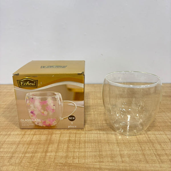 A07989 Echou Double Wall Borosilicate Glass Coffee & Tea Cup (250 ml, 1 Piece)