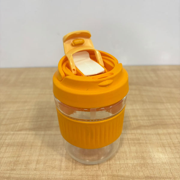 A07986 450 ml Glass Sipper Jar with Straw & Silicone Grip