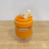A07986 450 ml Glass Sipper Jar with Straw & Silicone Grip